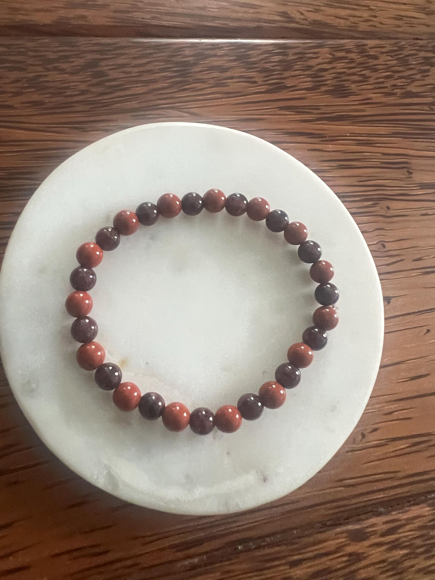 Red Jasper Garnet Protection Courage 6mm healing crystal bracelet