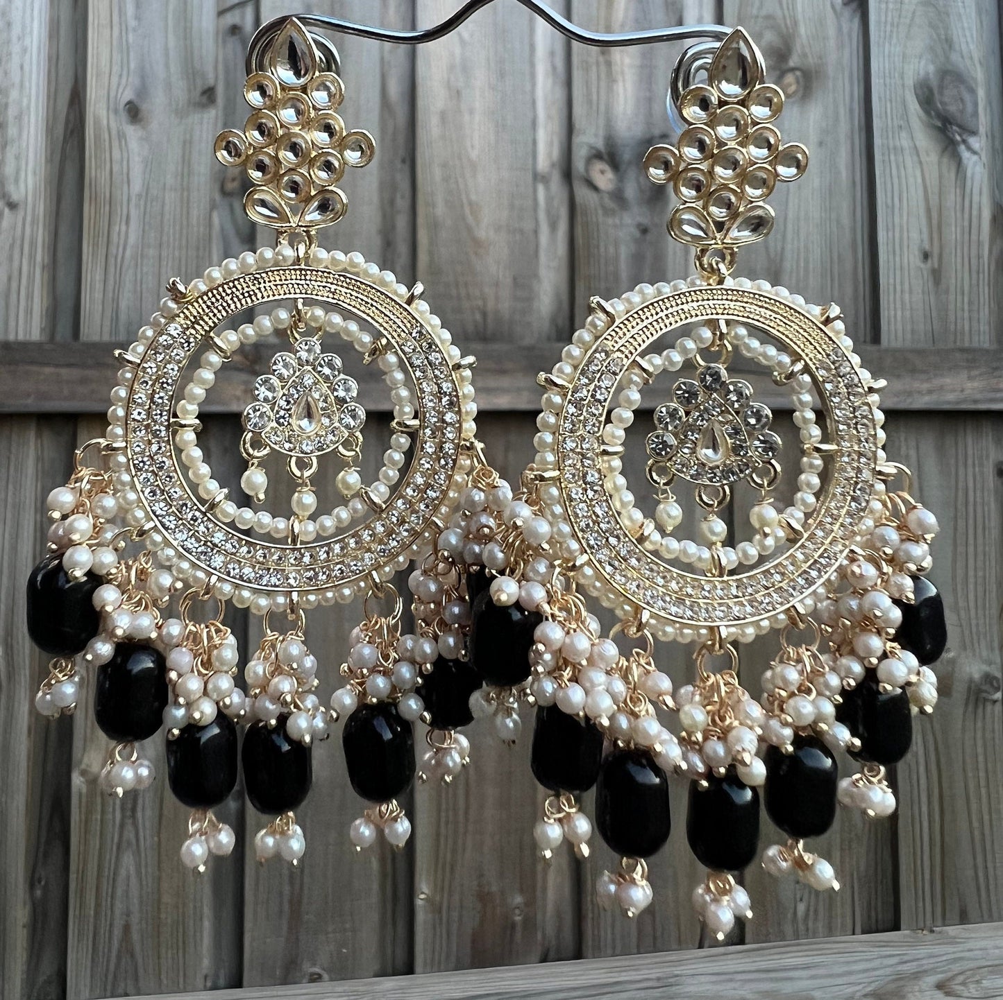 chandbaali kundan Indian bead designer earrings