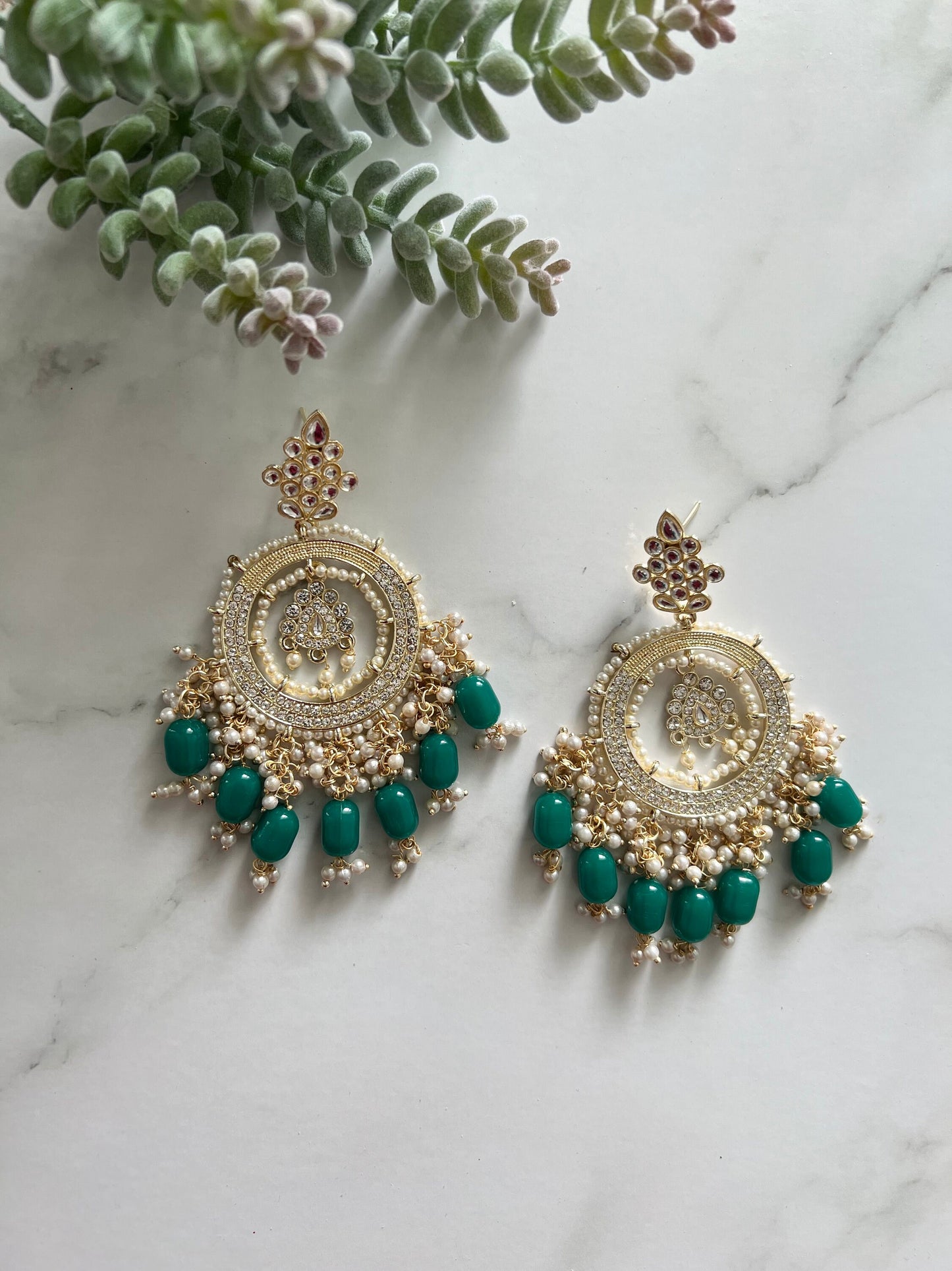 chandbaali kundan Indian bead designer earrings
