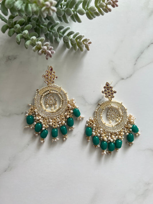 chandbaali kundan Indian bead designer earrings