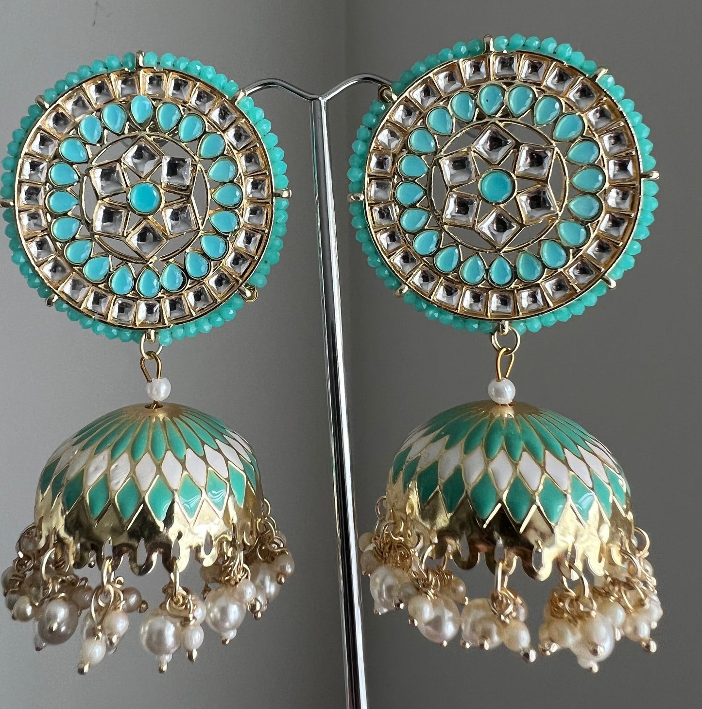 Mint green Jhumka stylish