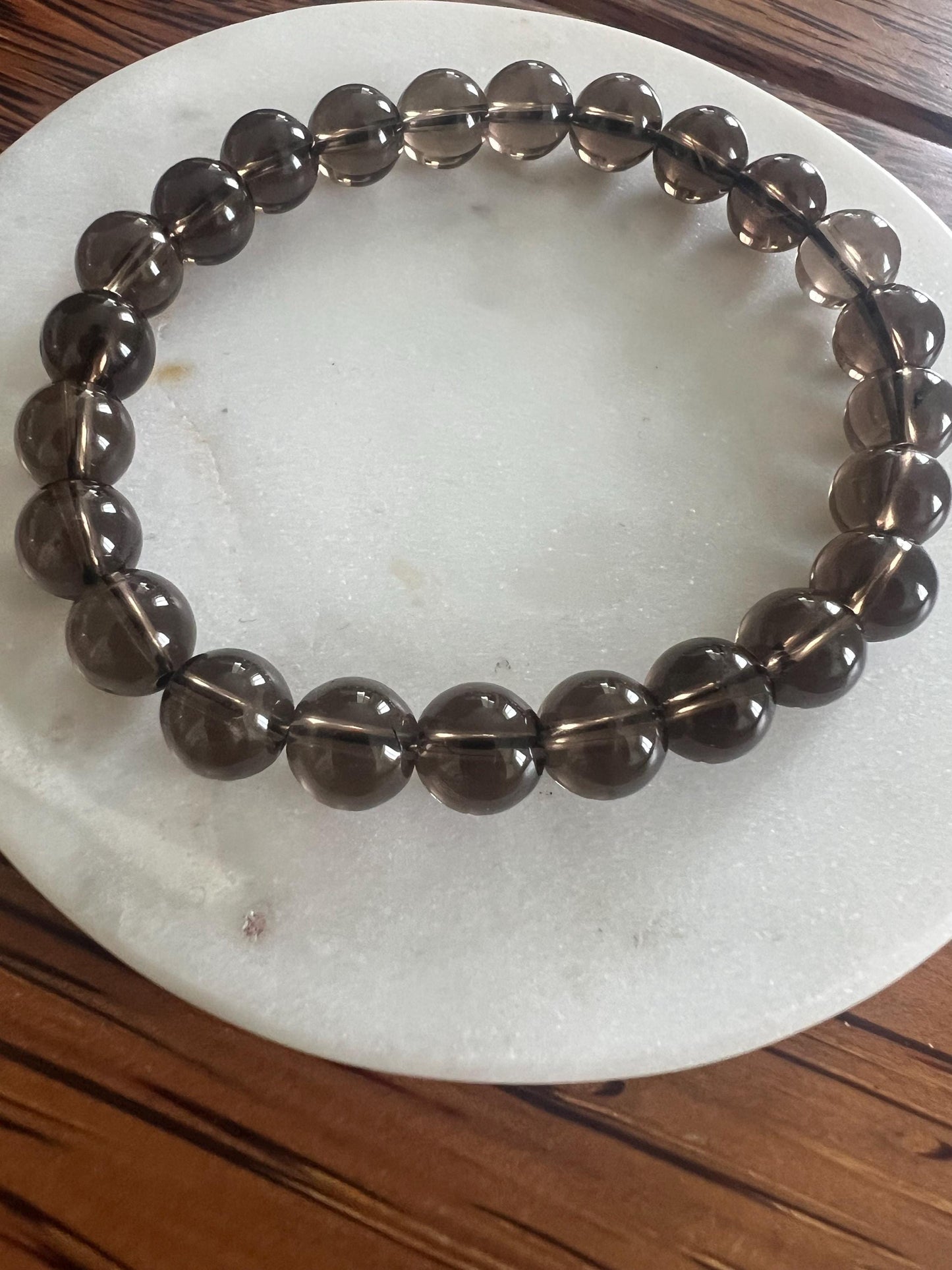 Smoky Quartz healing crystal 8mm beads bracelet protection, growth and grounding