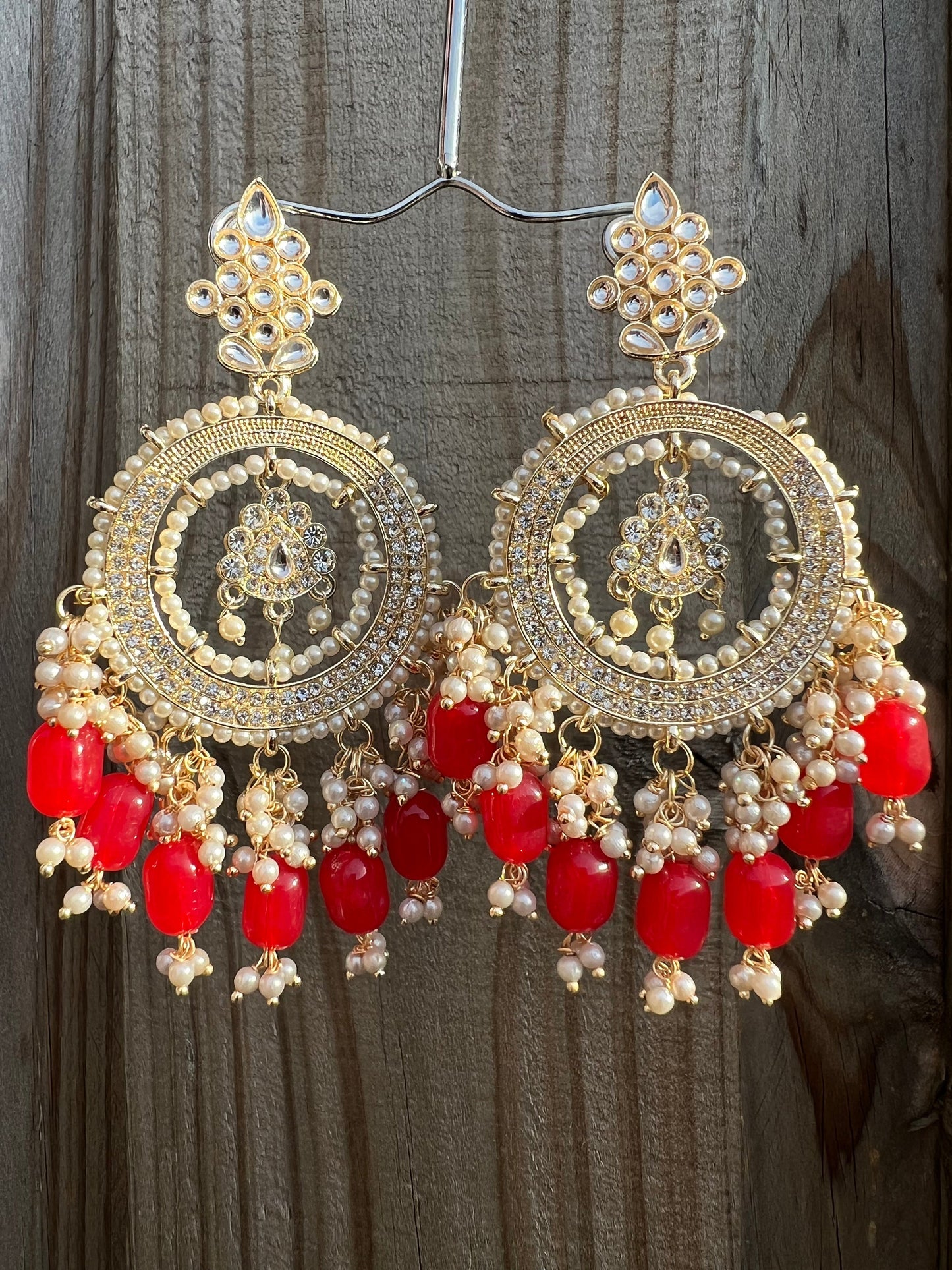chandbaali kundan Indian bead designer earrings
