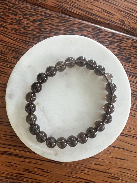 Smoky Quartz healing crystal 8mm beads bracelet protection, growth and grounding