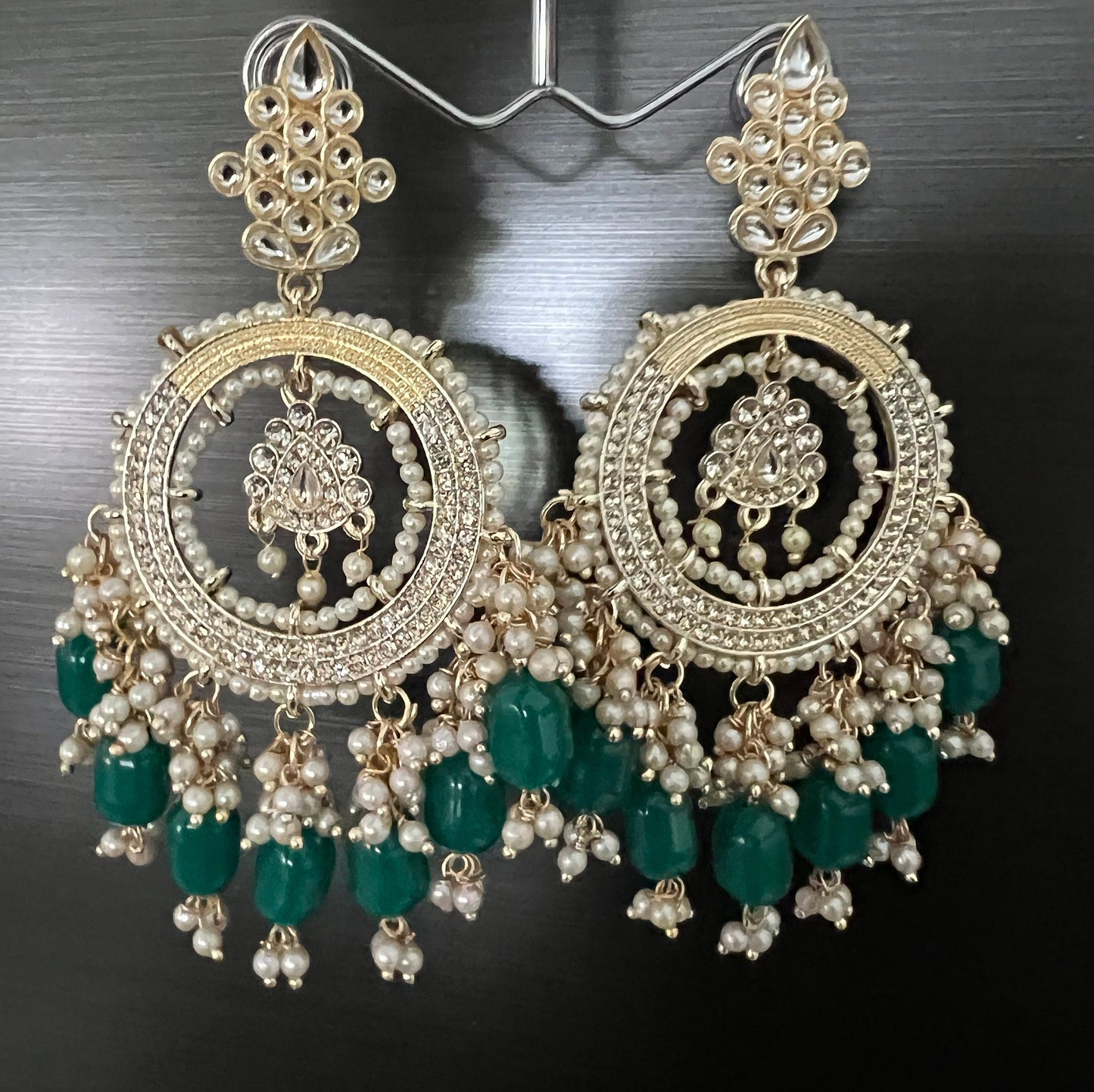 chandbaali kundan Indian bead designer earrings