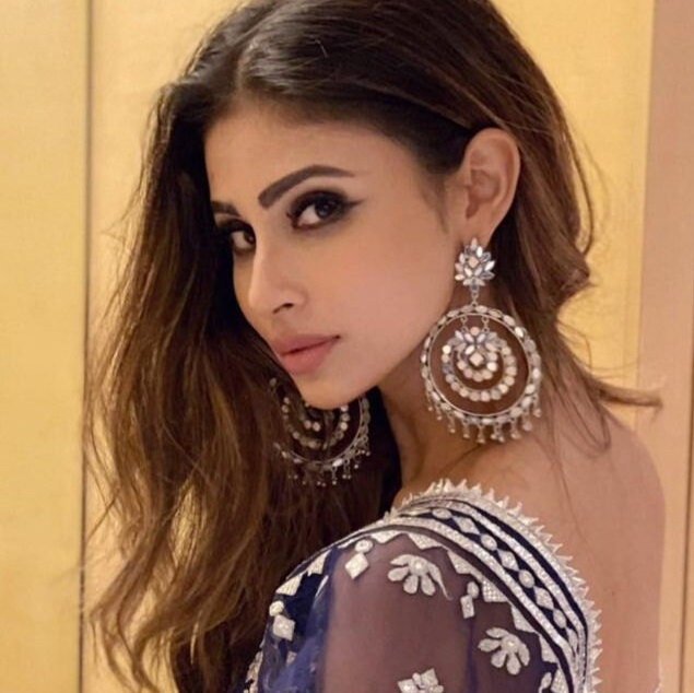 Tasha Mirror and  kundan silver oxidised look Chandbali earrings