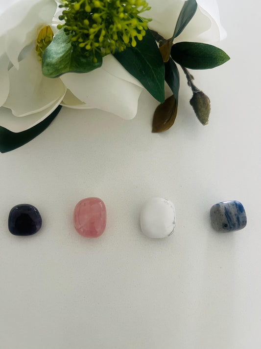 Calm n peace crystal bundle 4 tumble crystal  rose quartz amethyst howlite sodalite tumble crystal to help anxiety and stress